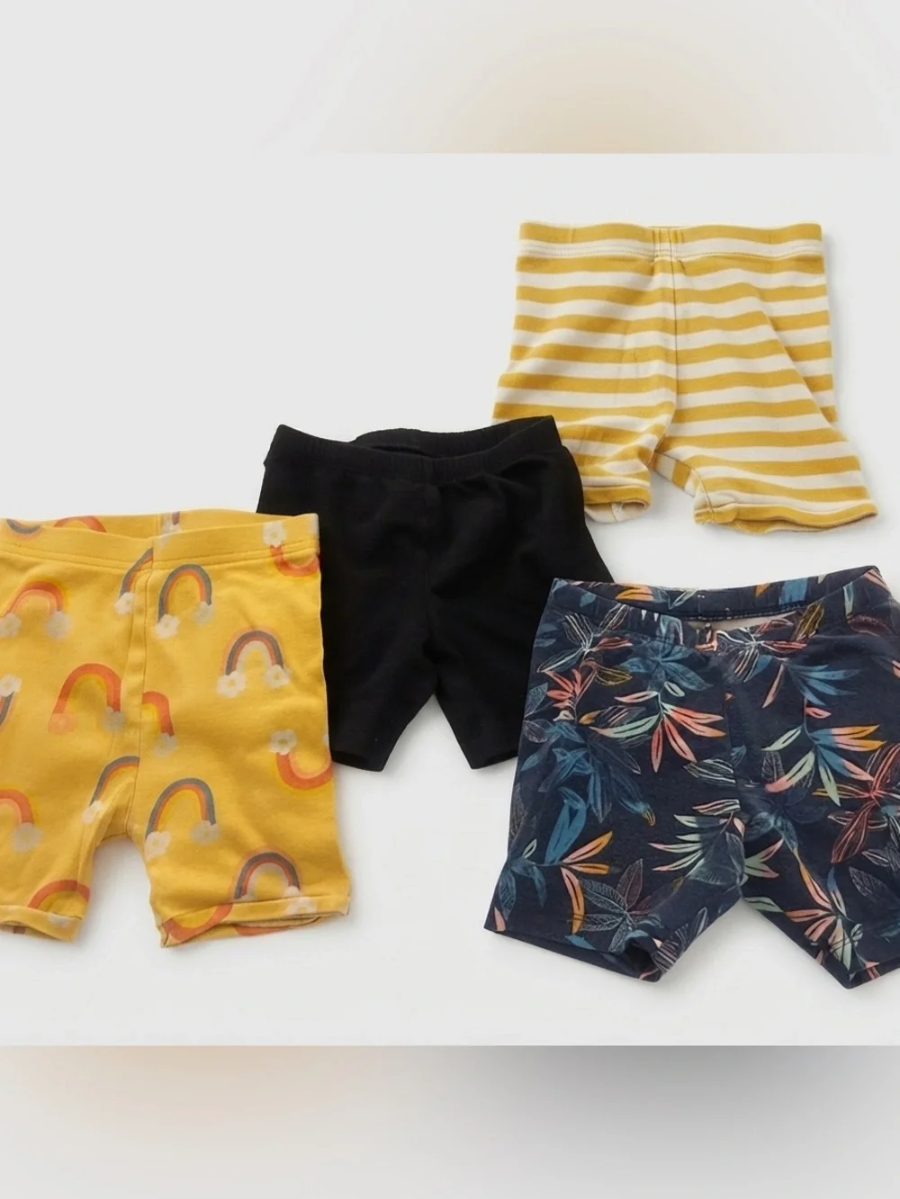 GIRL Old Navy Black Waistband Shorts with Yellow-Striped Lining